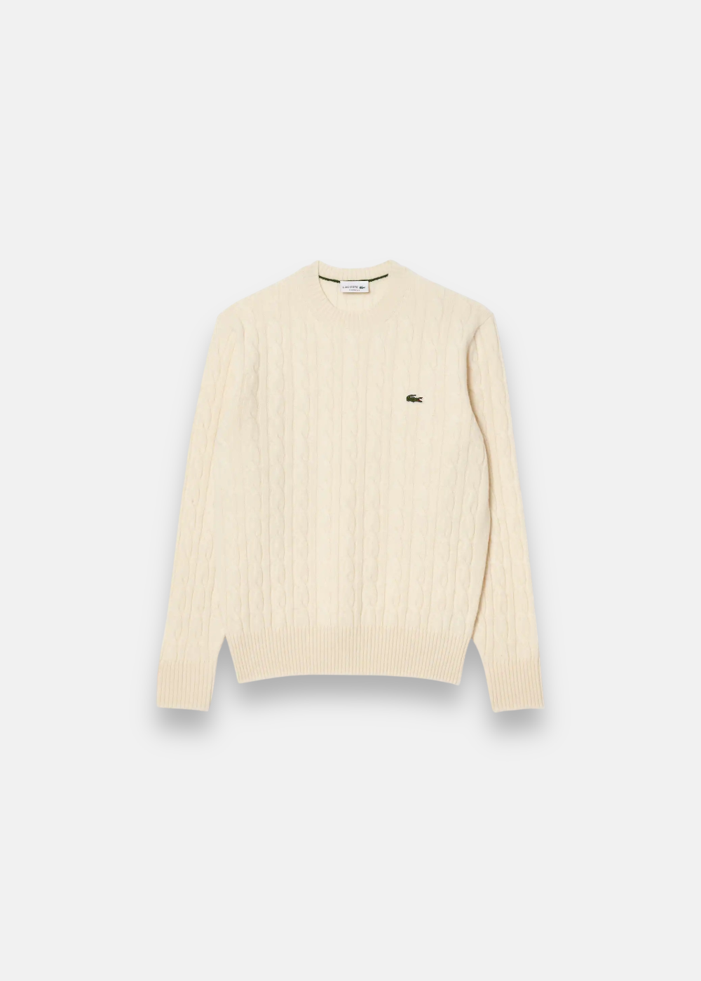 Pull Lacoste homme torsadé – laine cardée chaude col rond – Purple