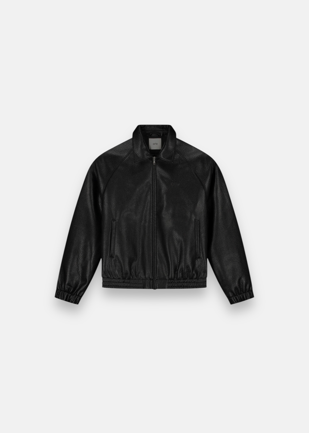 Veste en cuir à logo brodé - noir