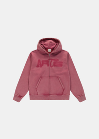 packshot de face du Sweat-shirt à Capuche Zippé Arte délavé - rouge