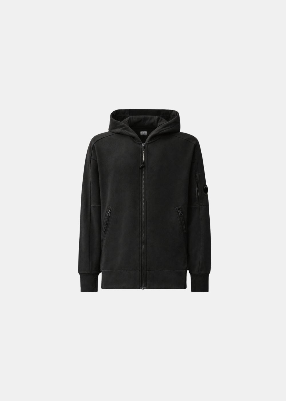 Sweat zippé à capuche lentille - noir