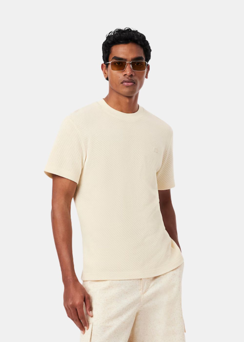 T-shirt en coton ajouré - beige