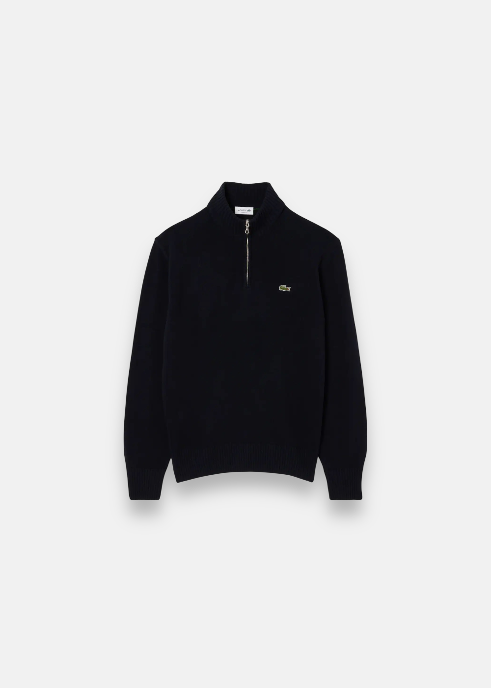 Pull zippé en laine cardée - marine