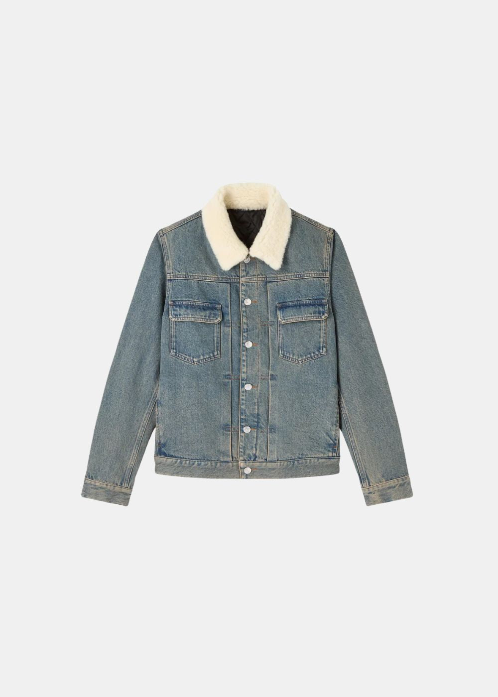 Blouson en denim col bouclé - bleu