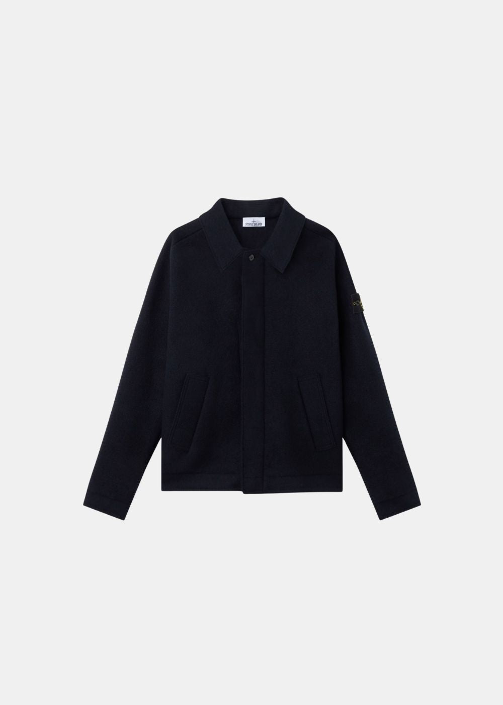 Veste en laine vierge maille feutrée - bleu marine