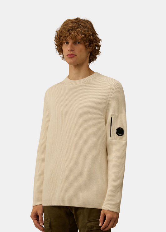 Pull Full Rib en Coton  - blanc
