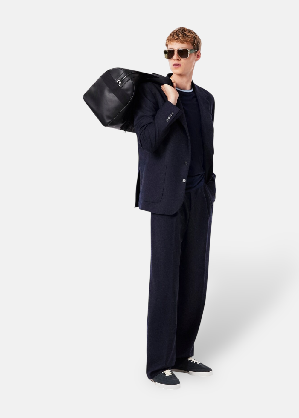 Pantalon tailoring Lacoste en  laine texturée - marine
