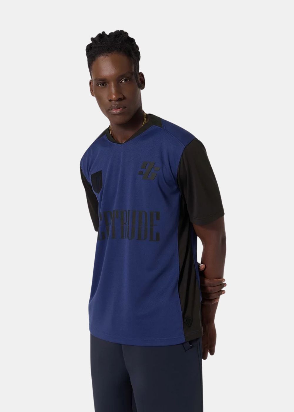 T-shirt Keyliane Col Contrasté - bleu
