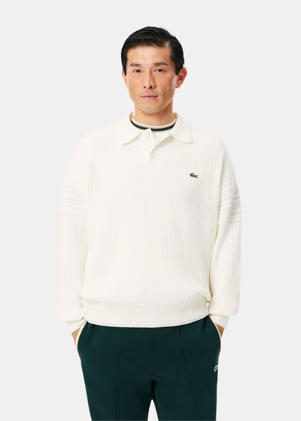 Pull col polo - blanc