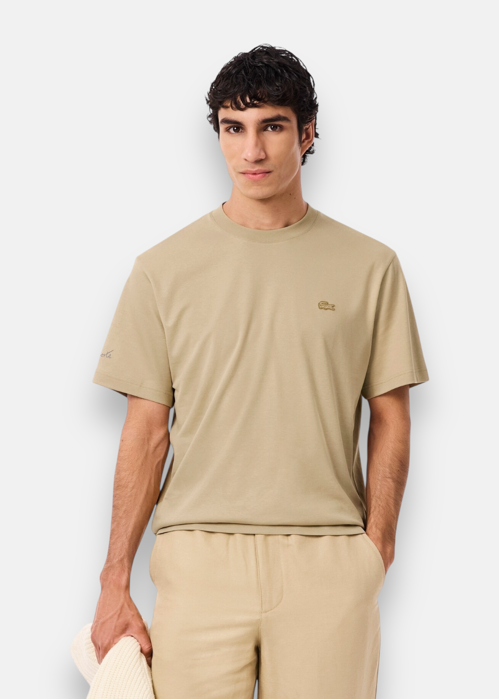 T-shirt signature René Lacoste -beige