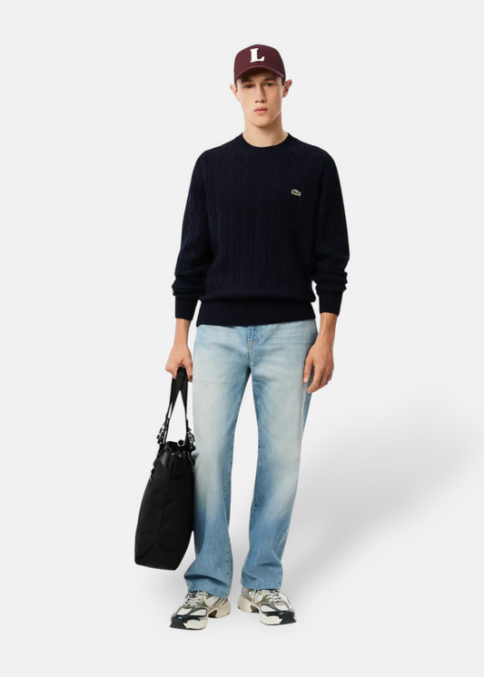 Pull en laine torsadé - marine