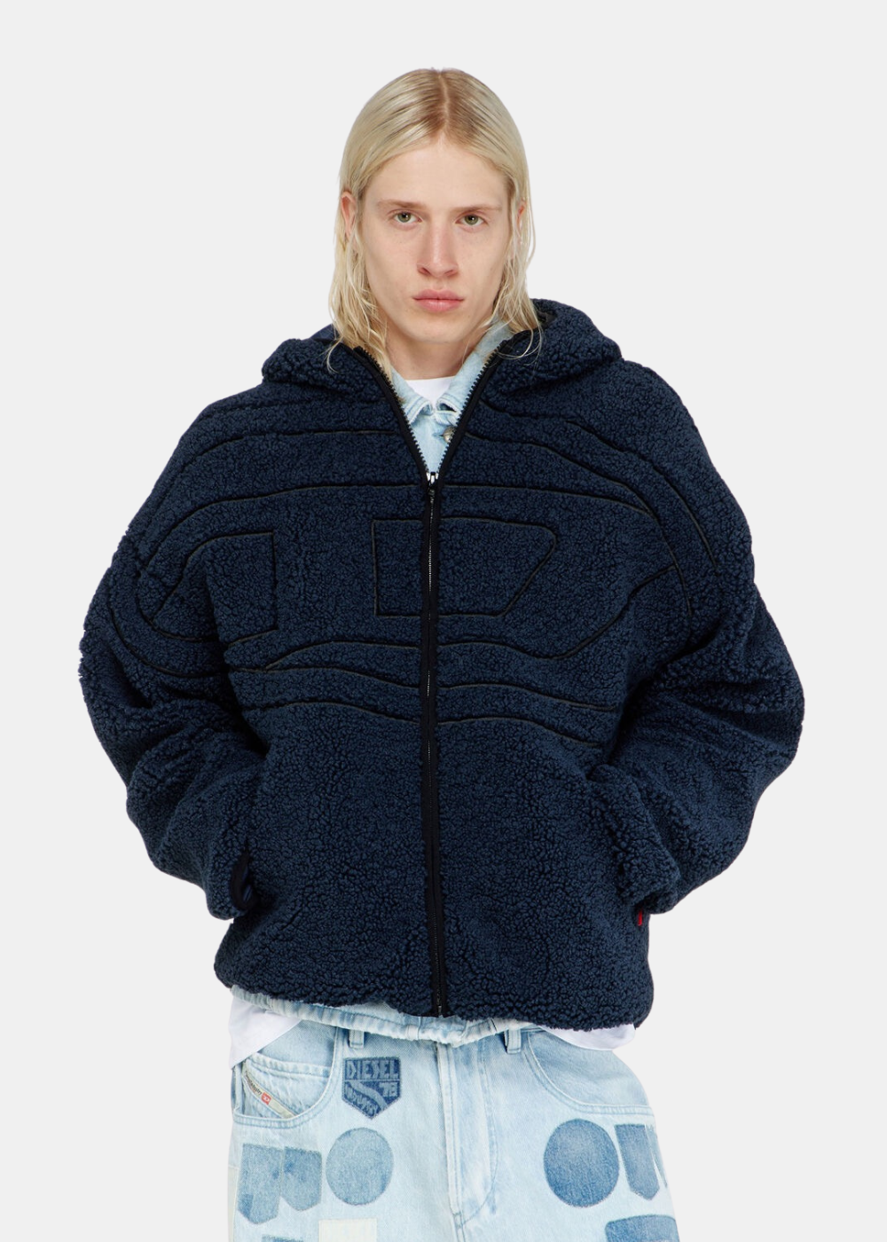 Veste teddy peluche - marine