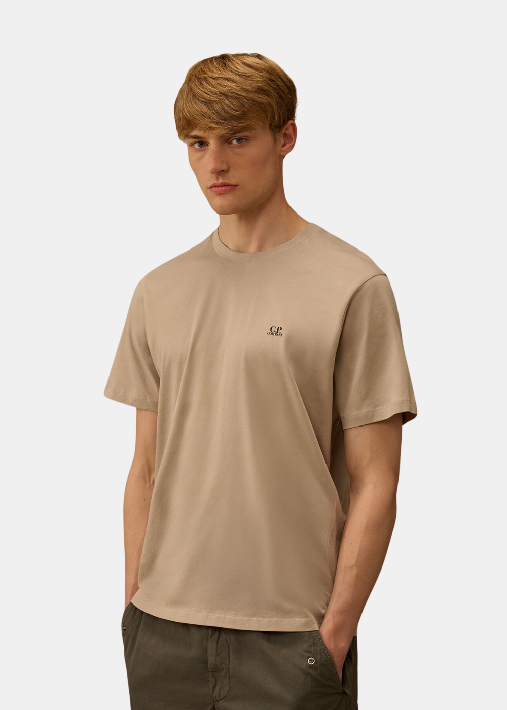 T-shirt motif goggle hood - beige