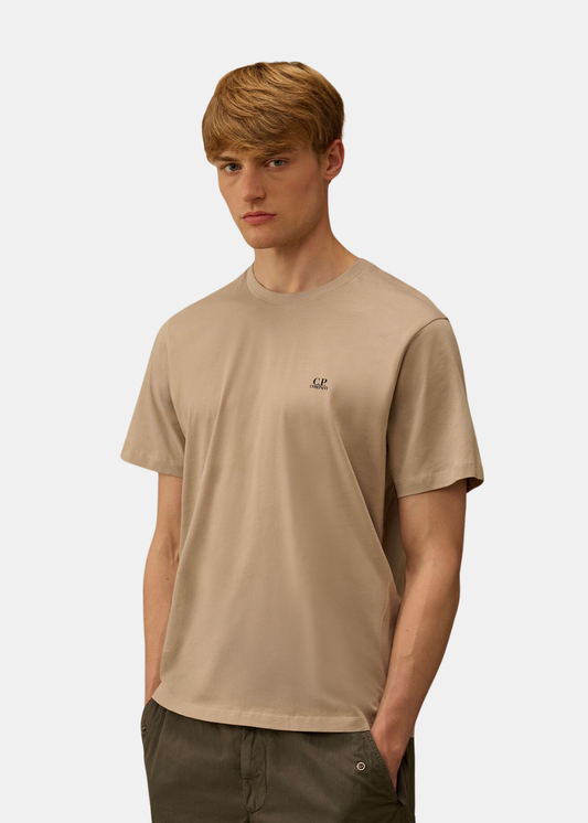 T-shirt motif goggle hood - beige
