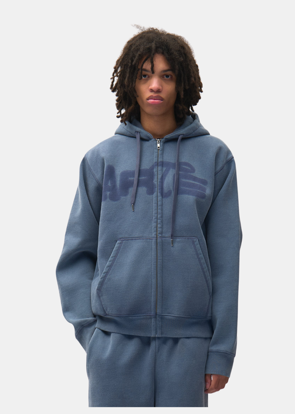 Sweat-shirt à Capuche Zippé délavé - bleu