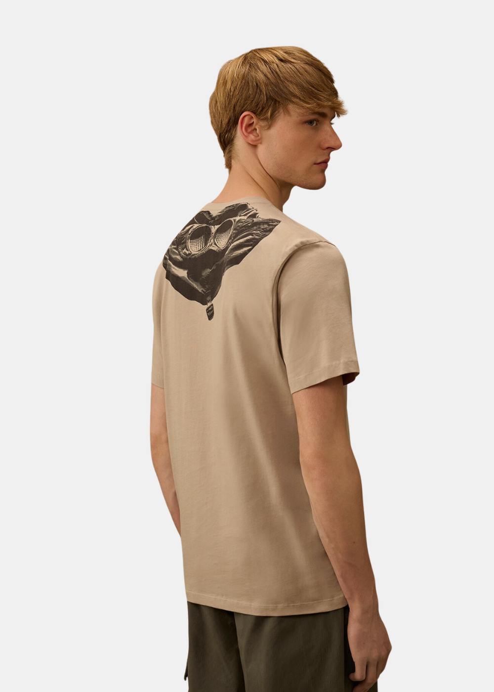 T-shirt motif goggle hood - beige