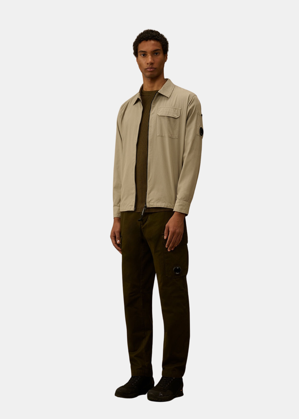 Surchemise zippée gabardine - beige