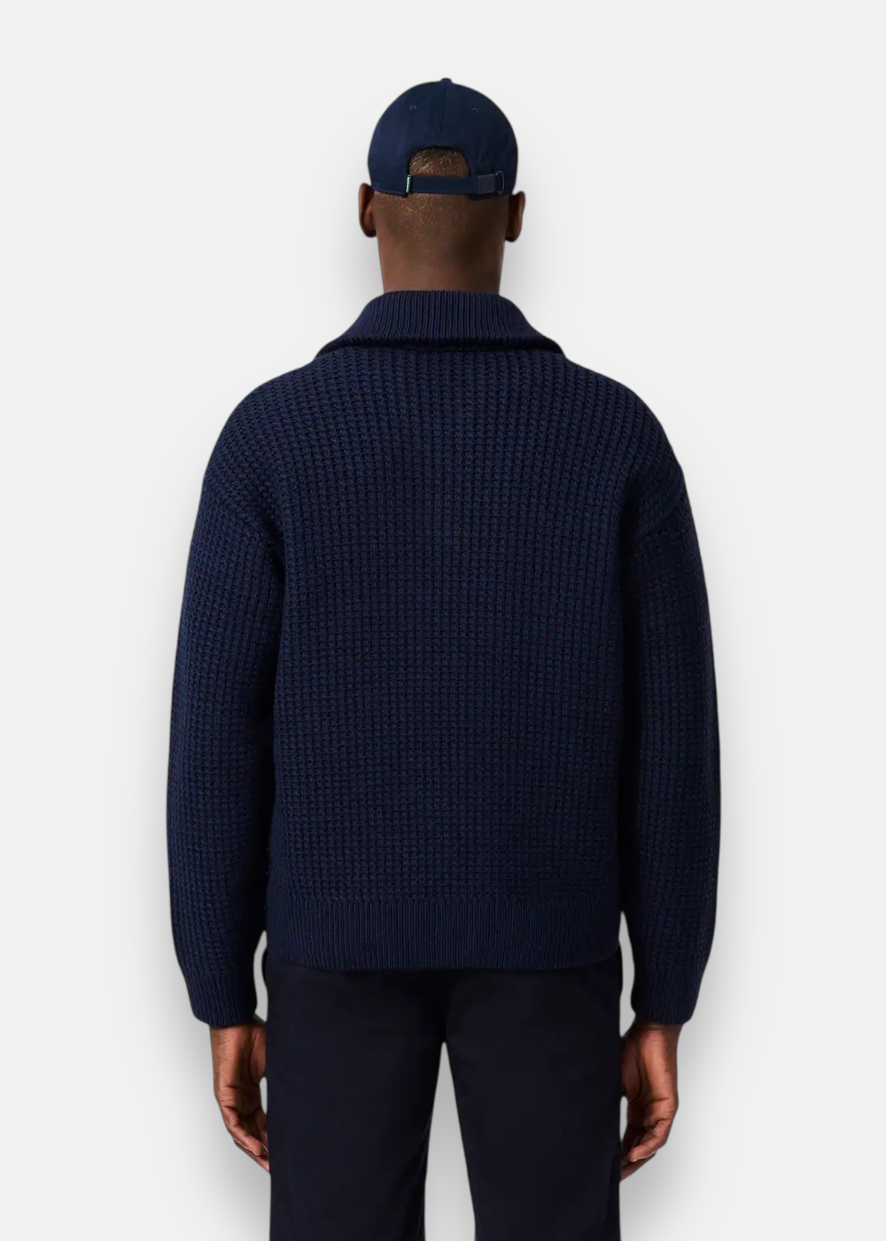 Pull demi-zip  en laine épaisse - marine