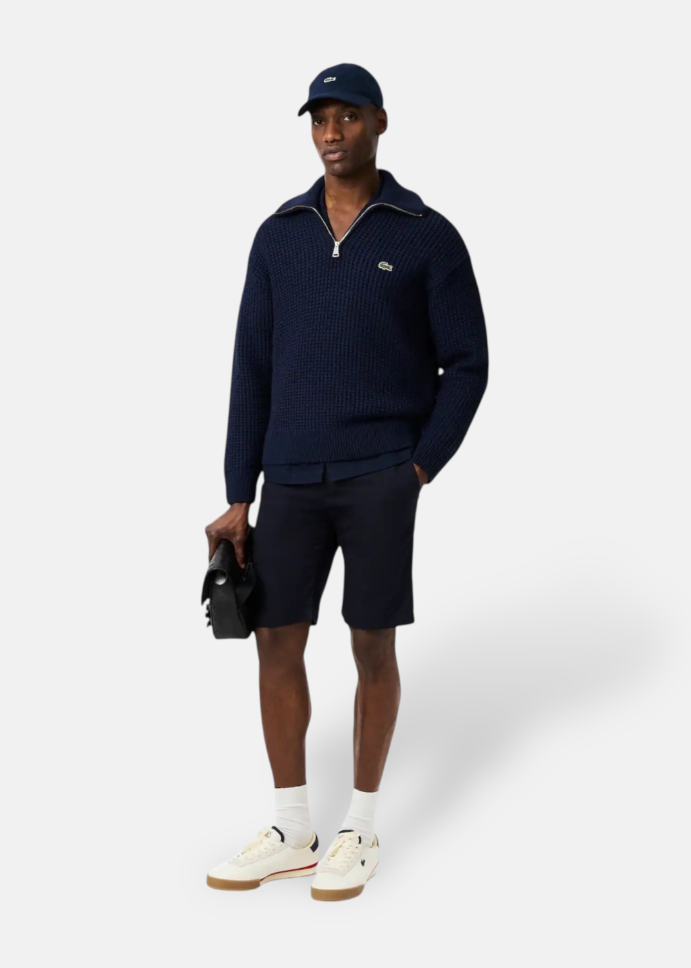 Pull demi-zip  en laine épaisse - marine