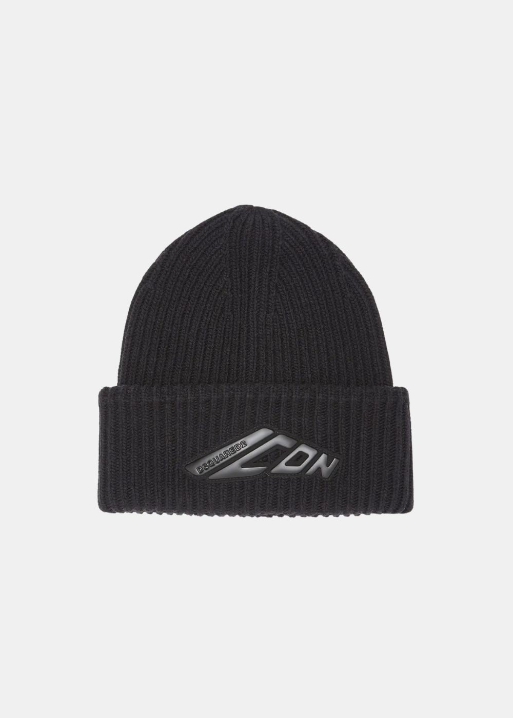 Vue de face sur fond blanc du Bonnet dsquared2 icon noir 