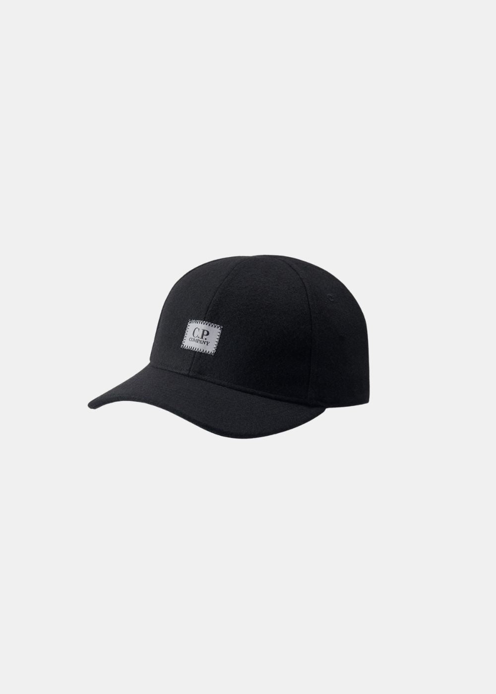 mockup Casquette cp company en laine feutrée - noir de face