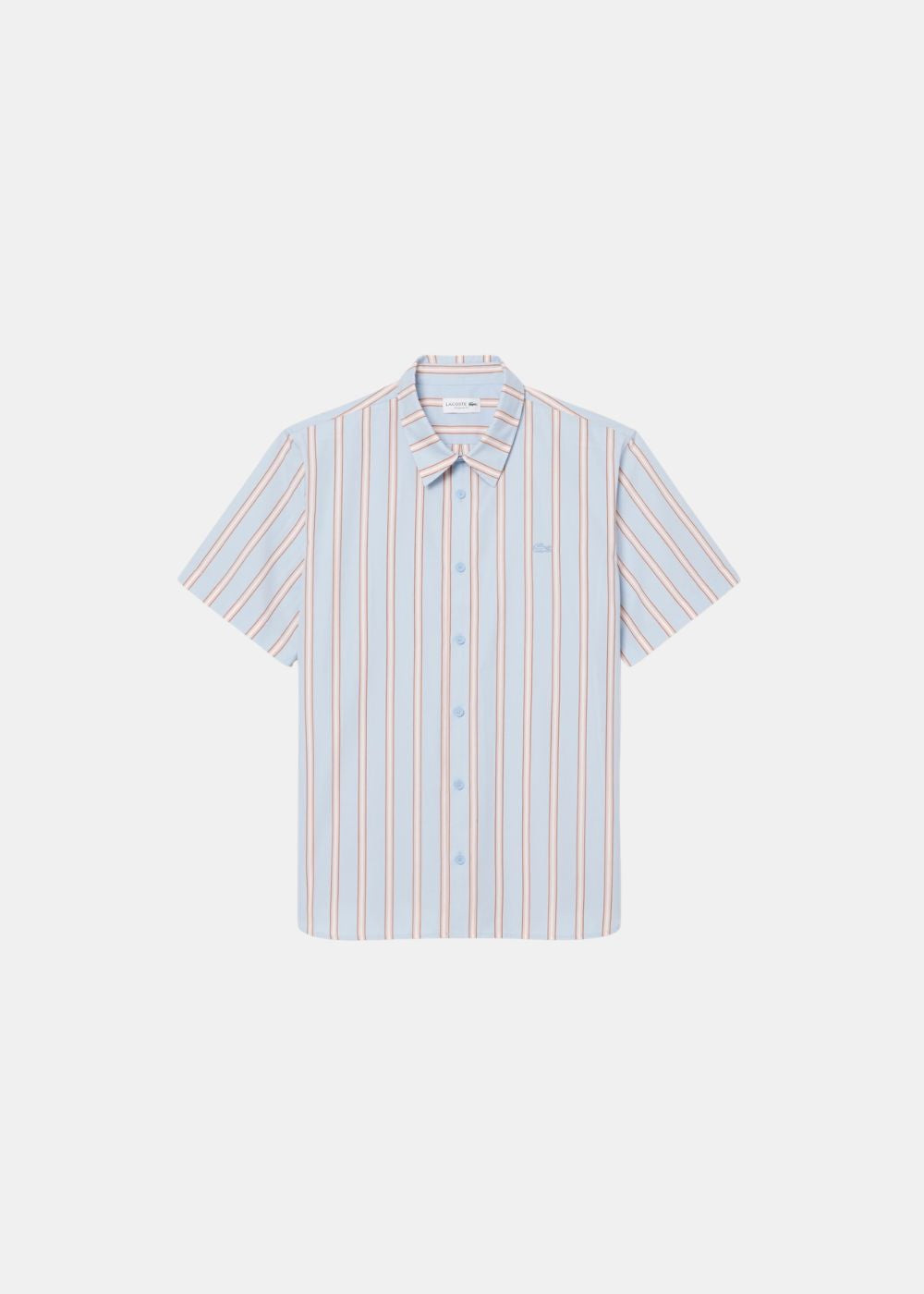 photo a plat sur fond blanc de la Chemise Lacoste a rayure bleu