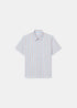 photo a plat sur fond blanc de la Chemise Lacoste a rayure bleu