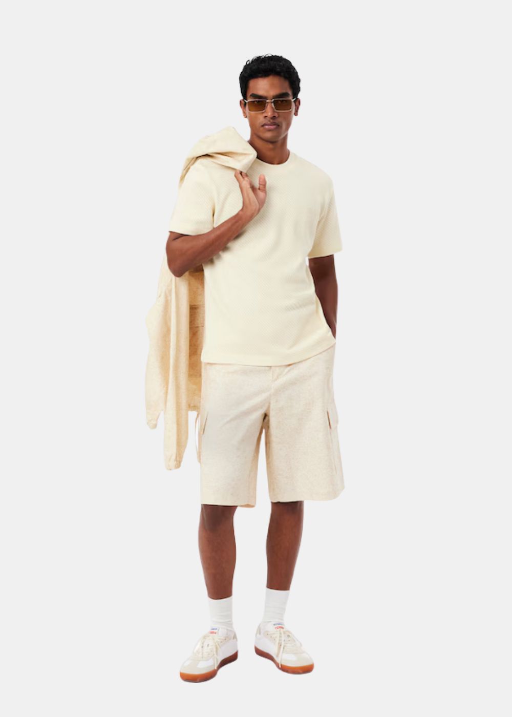 T-shirt en coton ajouré - beige