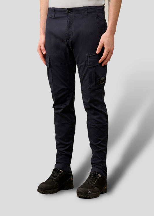 Pantalon cargo - satin stretch - Bleu marine