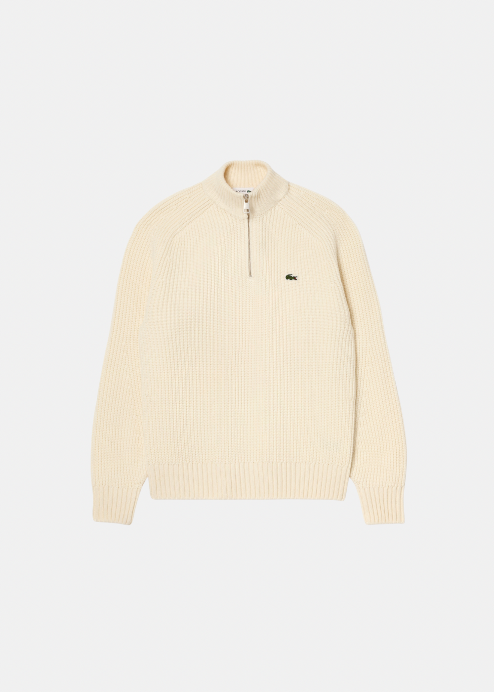 Pull zippé en laine cardée - beige