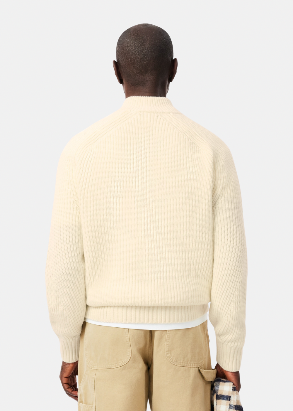 Pull zippé en laine cardée - beige