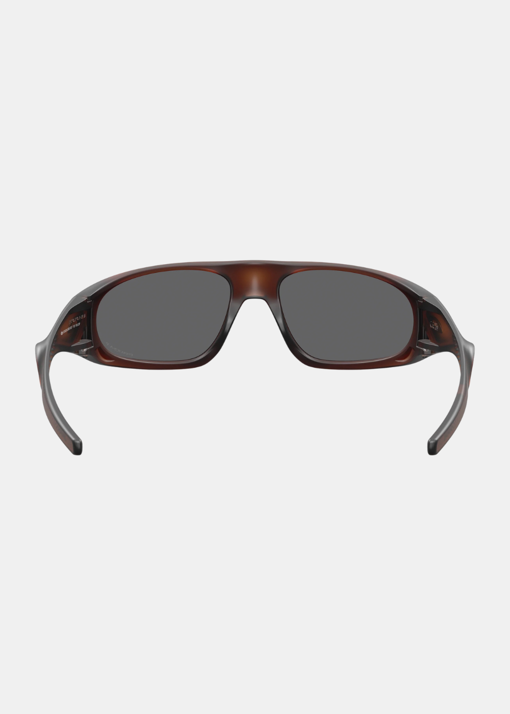 Vue arrière des lunettes Oakley Neoforma montrant l'intérieur de la monture marron et les verres polarisés.