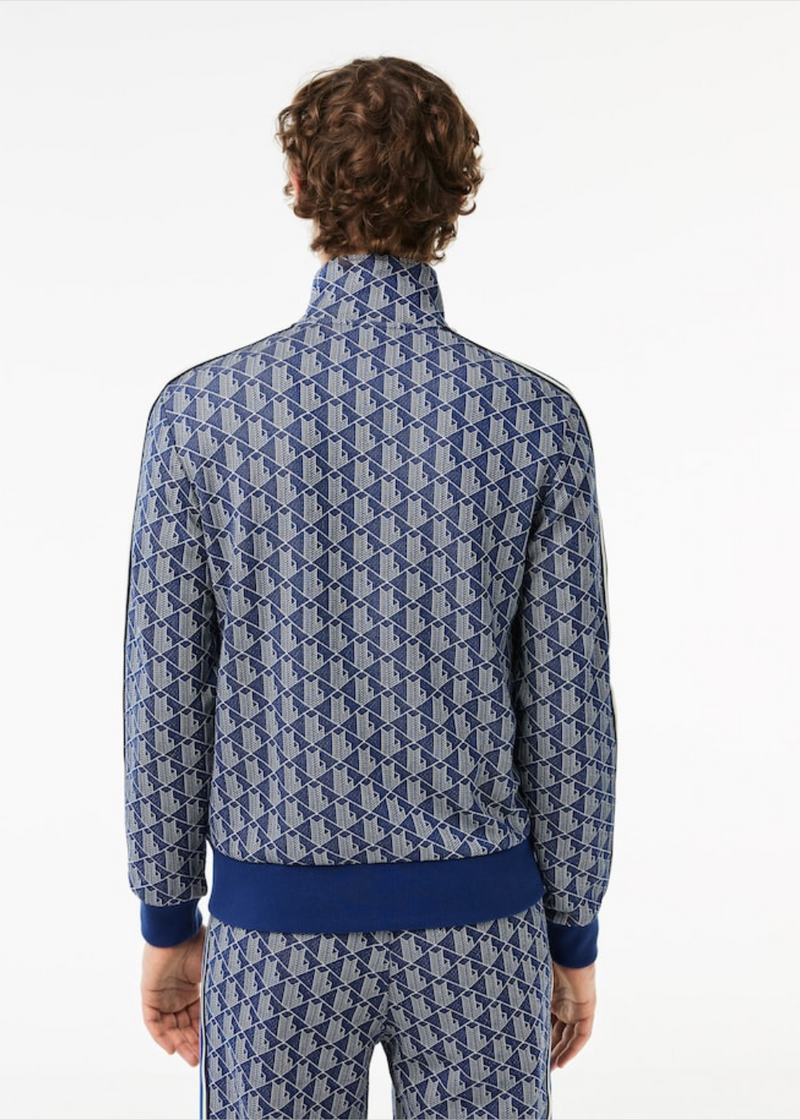 Sweat-shirt zippé Lacoste monogramme Bleu