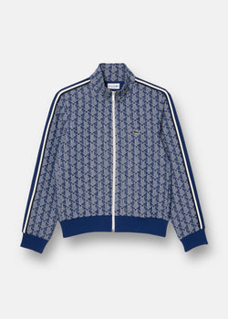 Sweat-shirt zippé Lacoste monogramme bleu