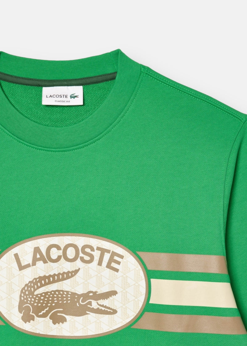 Sweatshirt loose fit Lacoste imprimé monogramme vert