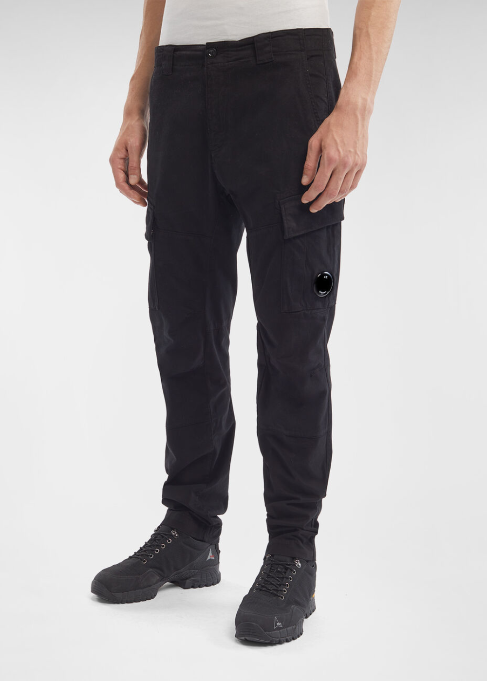 Pantalon cargo - satin stretch - noir