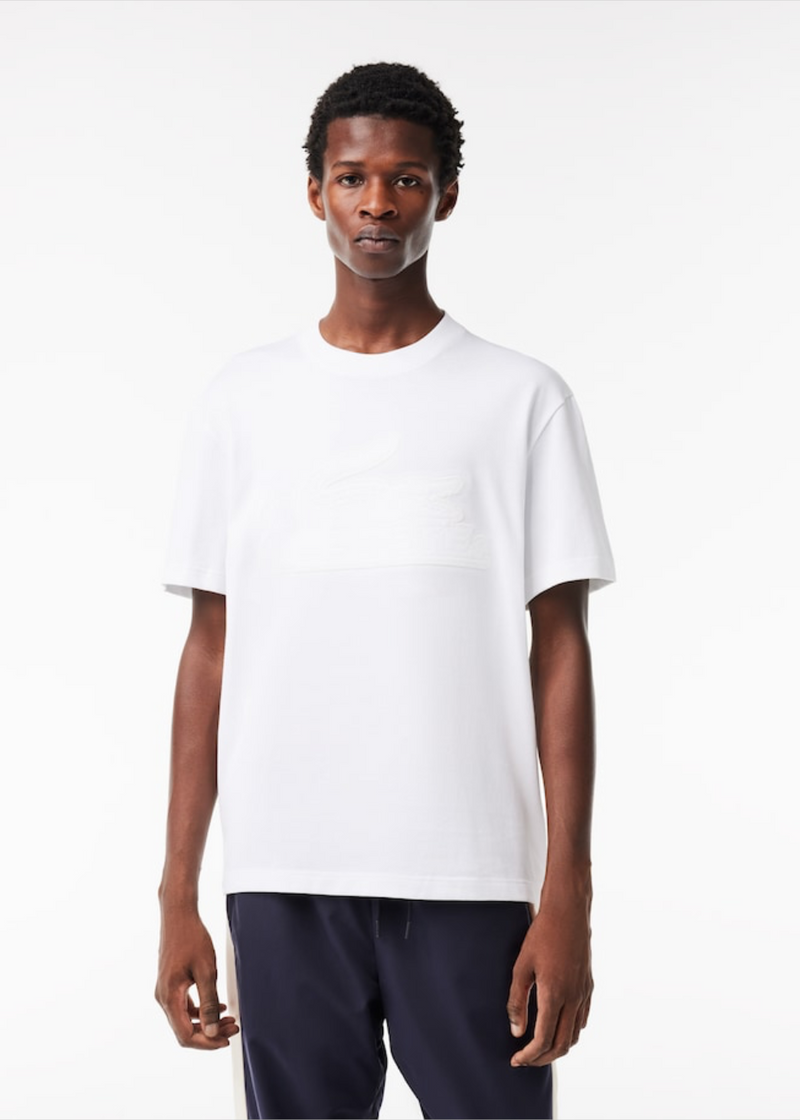 T-shirt  Lacoste relaxed fit  avec badge matelassé blanc