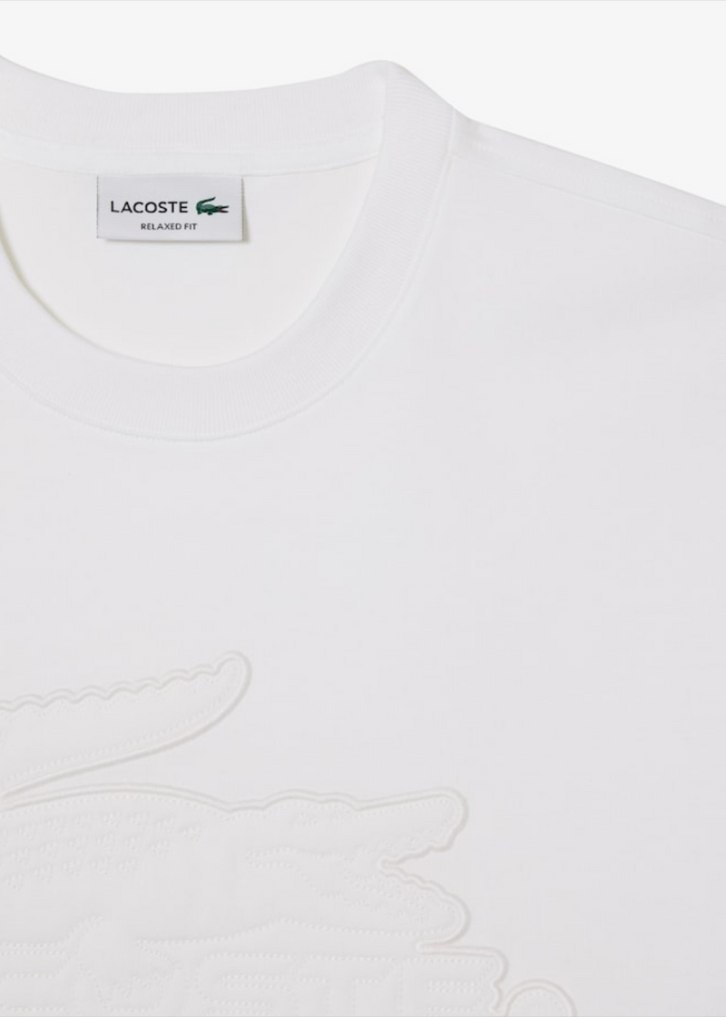 T-shirt  Lacoste relaxed fit  avec badge matelassé blanc