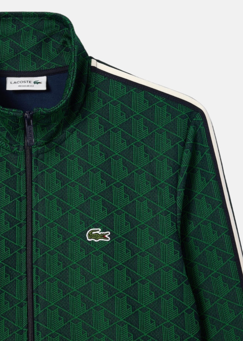 Sweat-shirt zippé Lacoste paris jacquard monogramme Vert