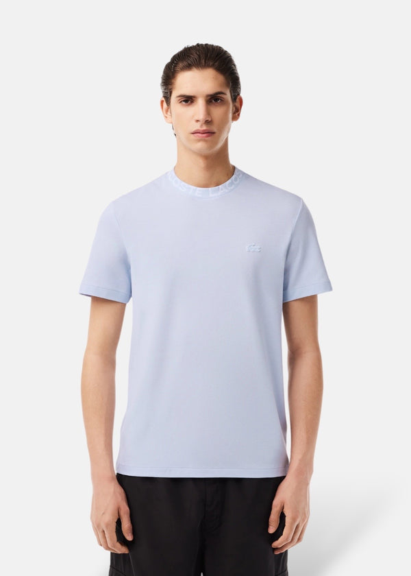 T-shirt Lacoste logo sur le col bleu gris 2K24
