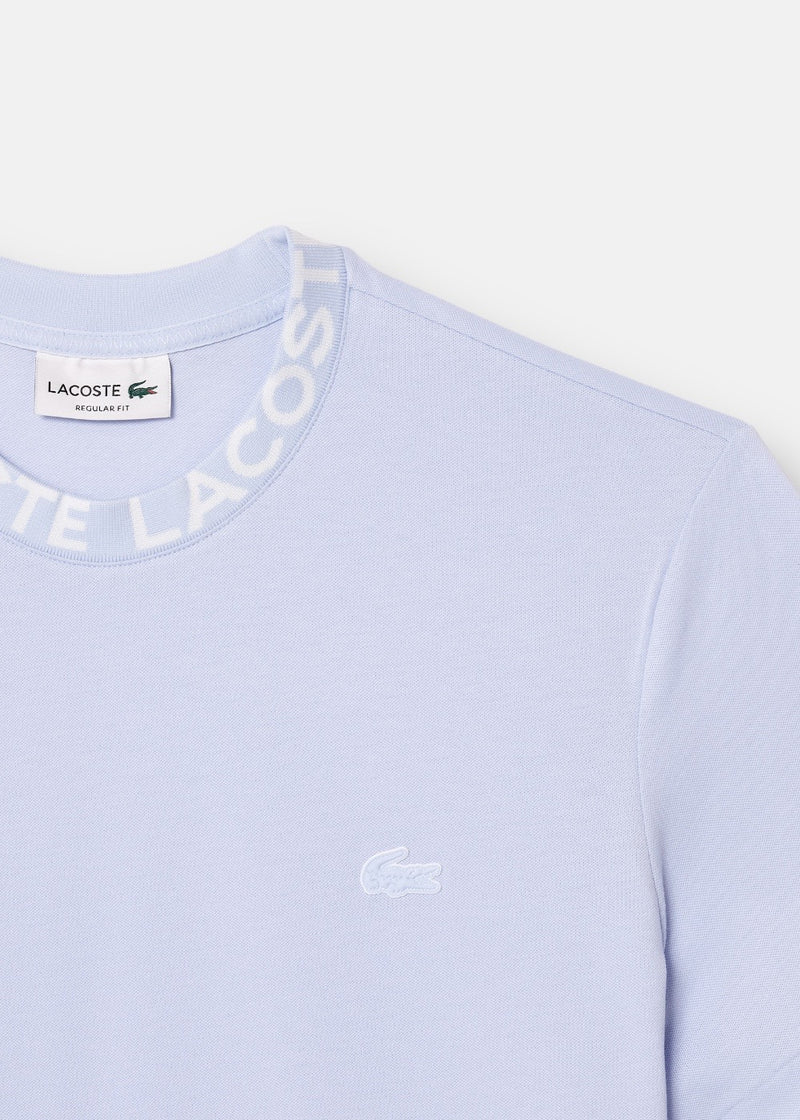 T-shirt Lacoste logo sur le col bleu gris 2K24