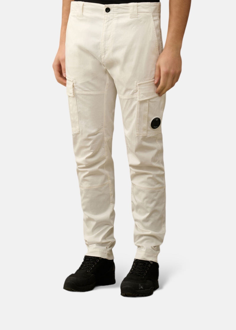 Pantalon cargo - satin stretch - Blanc