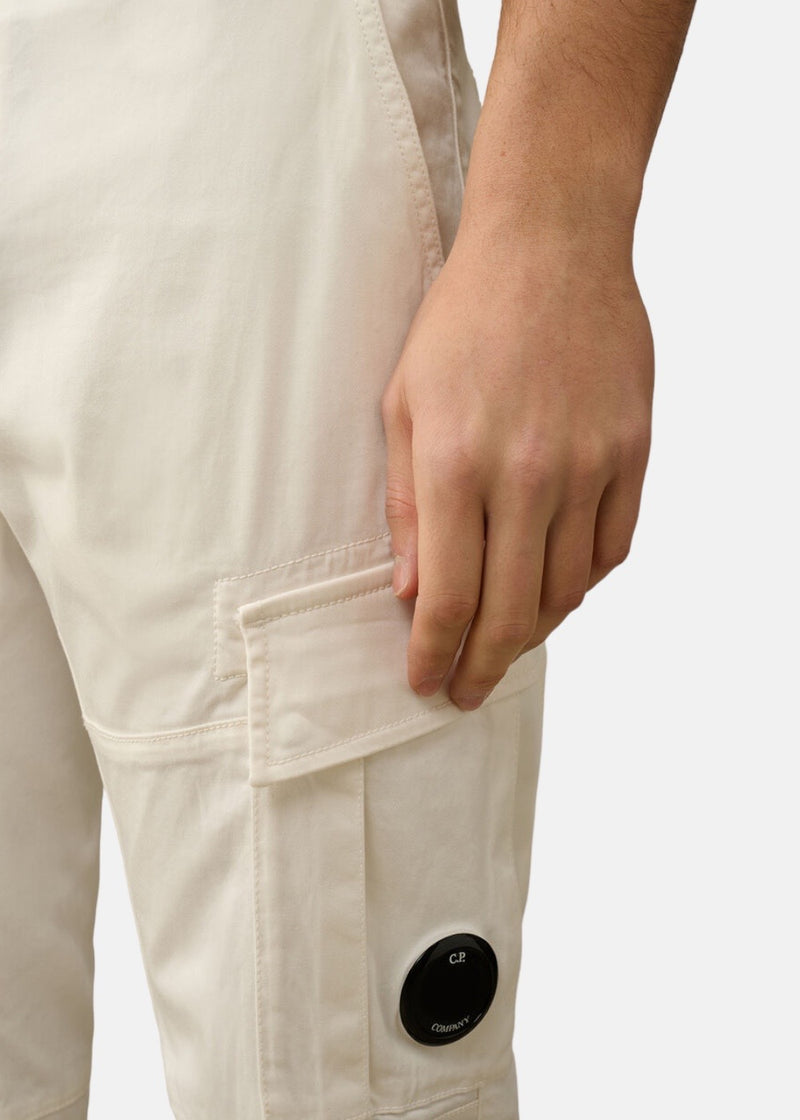 Pantalon cargo - satin stretch - Blanc