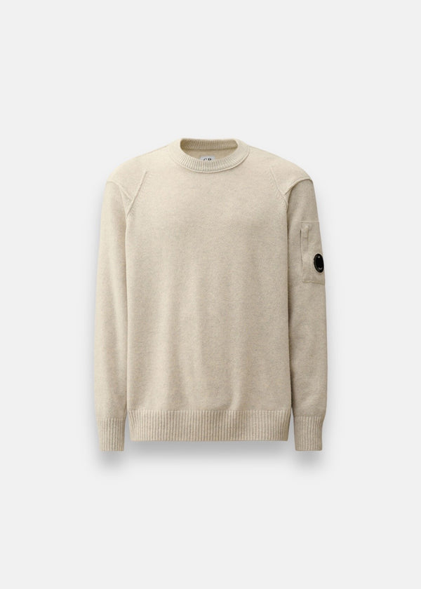 Pull en laine d'agneau GRS - Off white gris