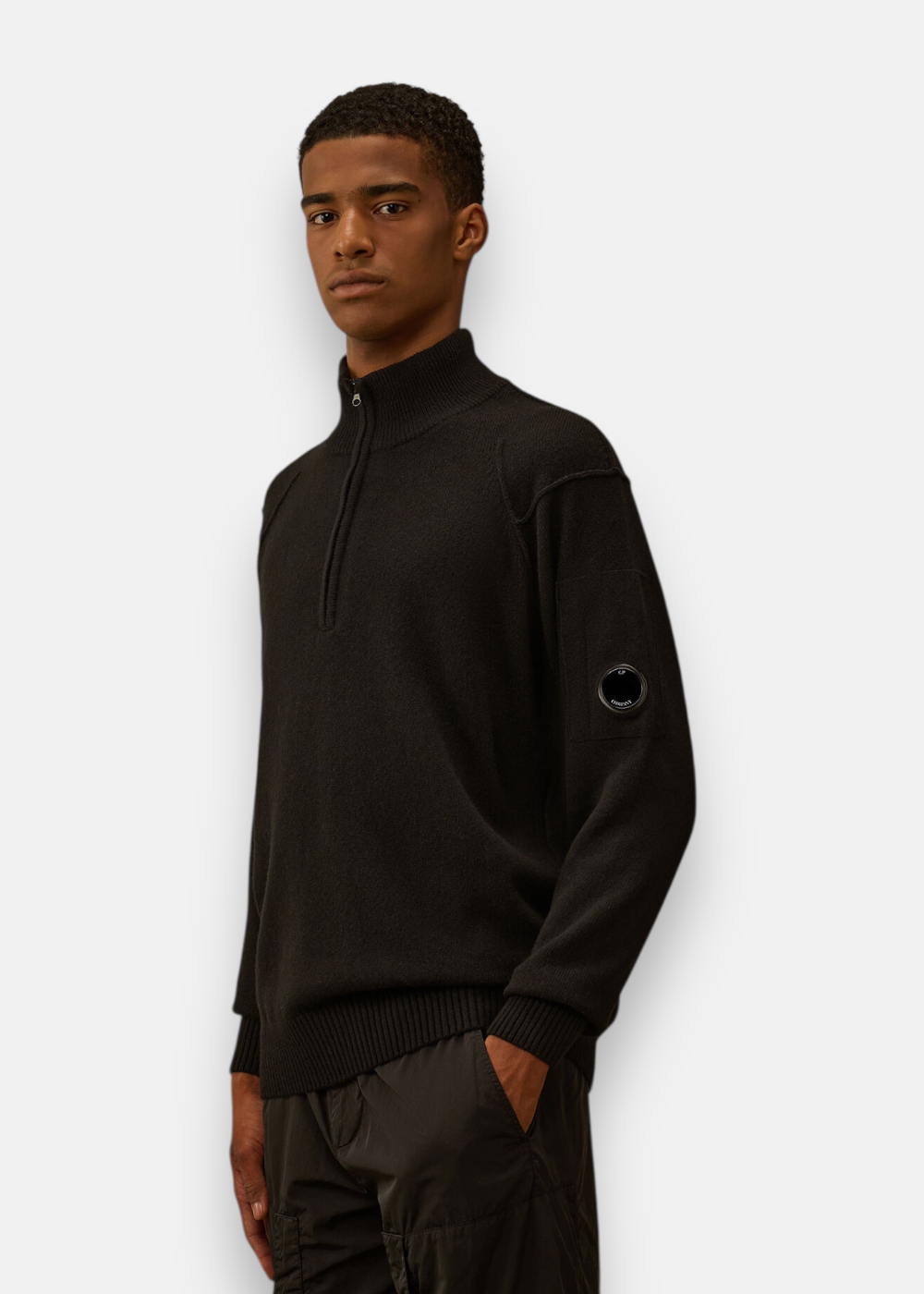 Pull Demi-Zip en Laine - noir