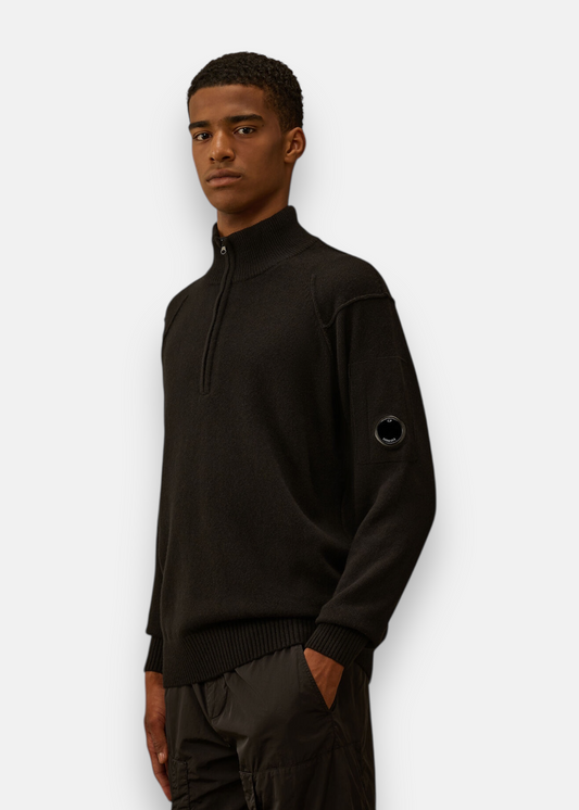 Pull Demi-Zip en Laine - noir