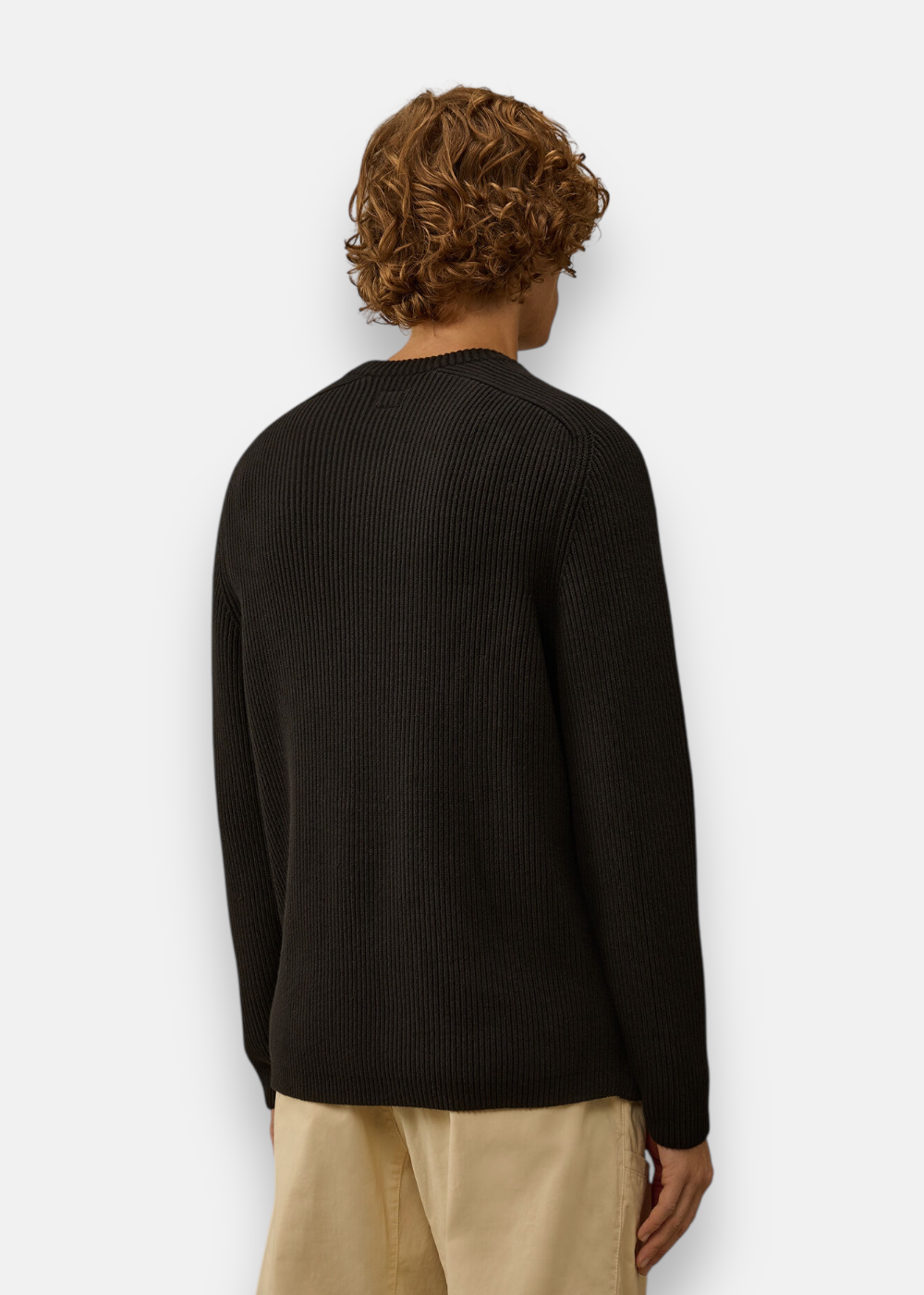 Pull col rond côtelé - noir