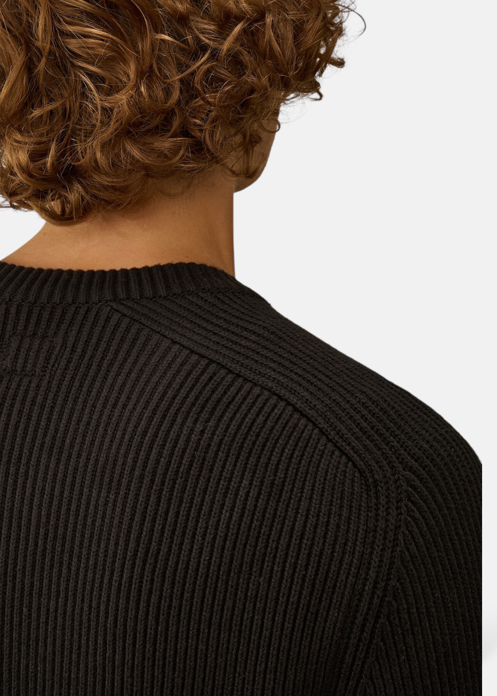 Pull col rond côtelé - noir