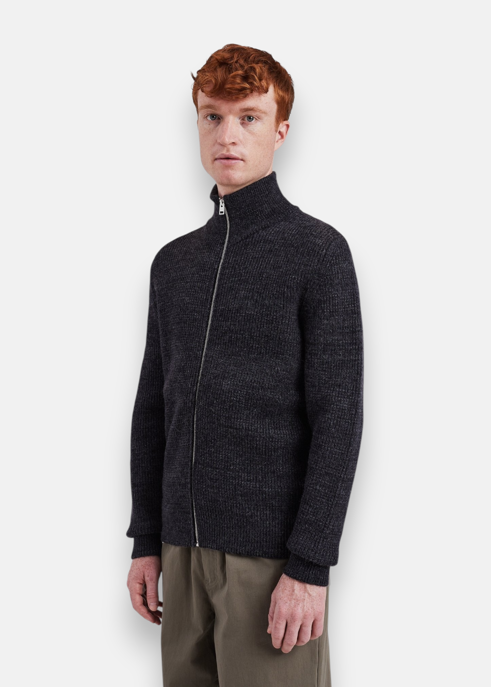 Pull zippé en laine Hagen - gris