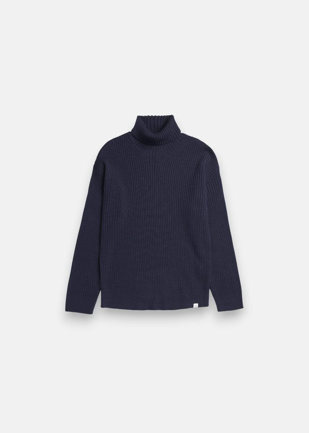 Pull col roulé en laine - marine