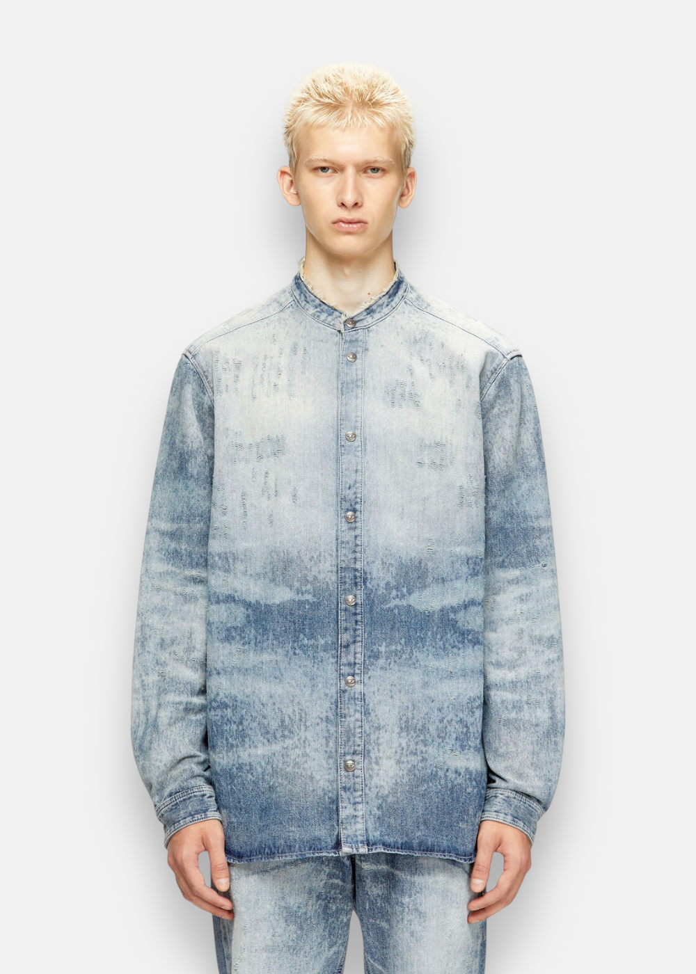 Chemise Denim Nid d’Abeille Vieilli - bleu